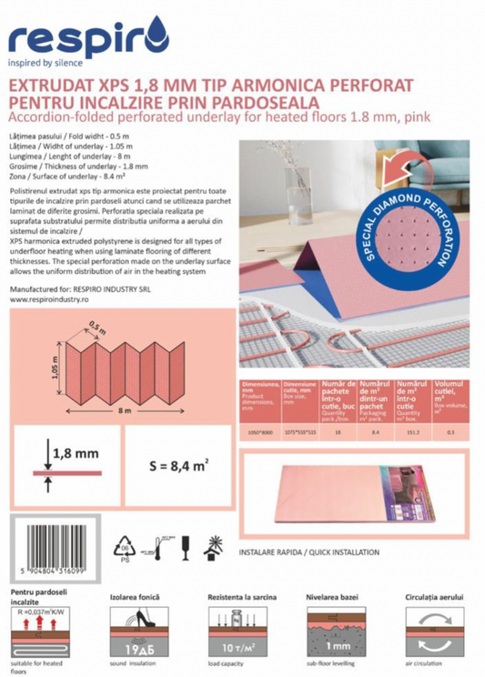 Folie parchet RESPIRO XPS 1,8 mm roz