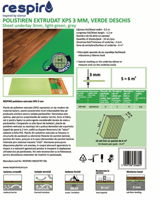 Folie parchet RESPIRO XPS 3 mm verde deschis
